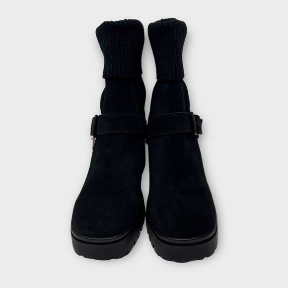 Blondo Remi Waterproof Stretch Knit Lug Bootie in Black Suede Size 10 NEW - Picture 5 of 7